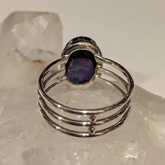 Purple Copper Turquoise, 925 Silver Ring, Size 9.5 - Picture 6 of 7